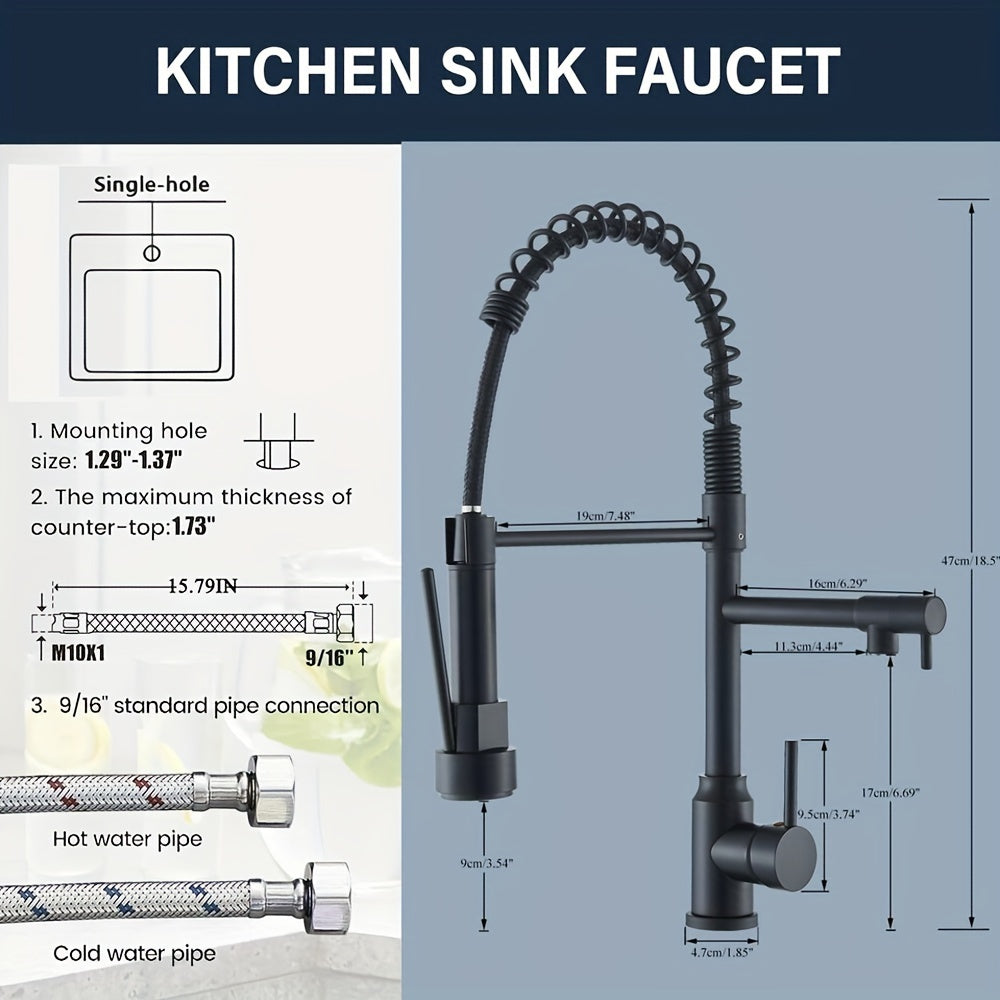 Modern High-Arc Single Handle Kitchen Faucet with Pull-Down Sprayer, 360°