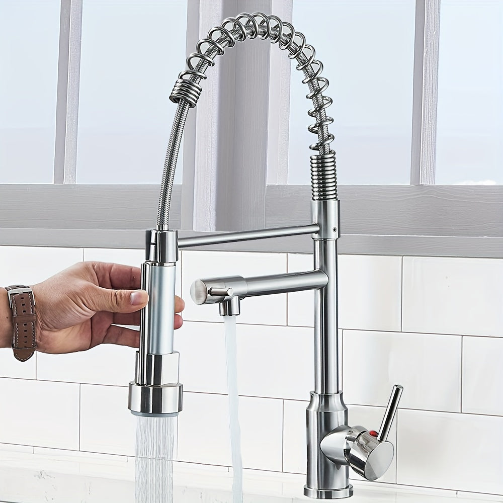 Modern High-Arc Single Handle Kitchen Faucet with Pull-Down Sprayer, 360°
