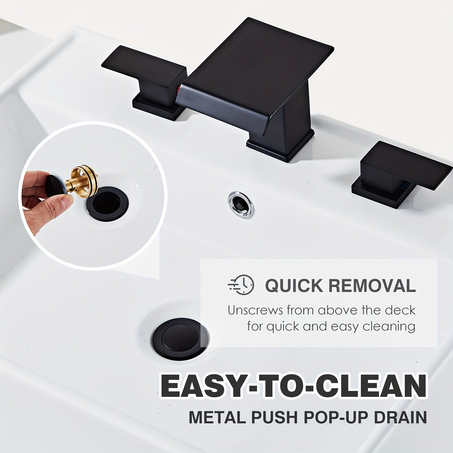 Bathroom Sink Faucet - Bathroom Faucets For Sink 3 Hole With Metal Pop-up Sink Drain Stopper And 2 Supply Hoses