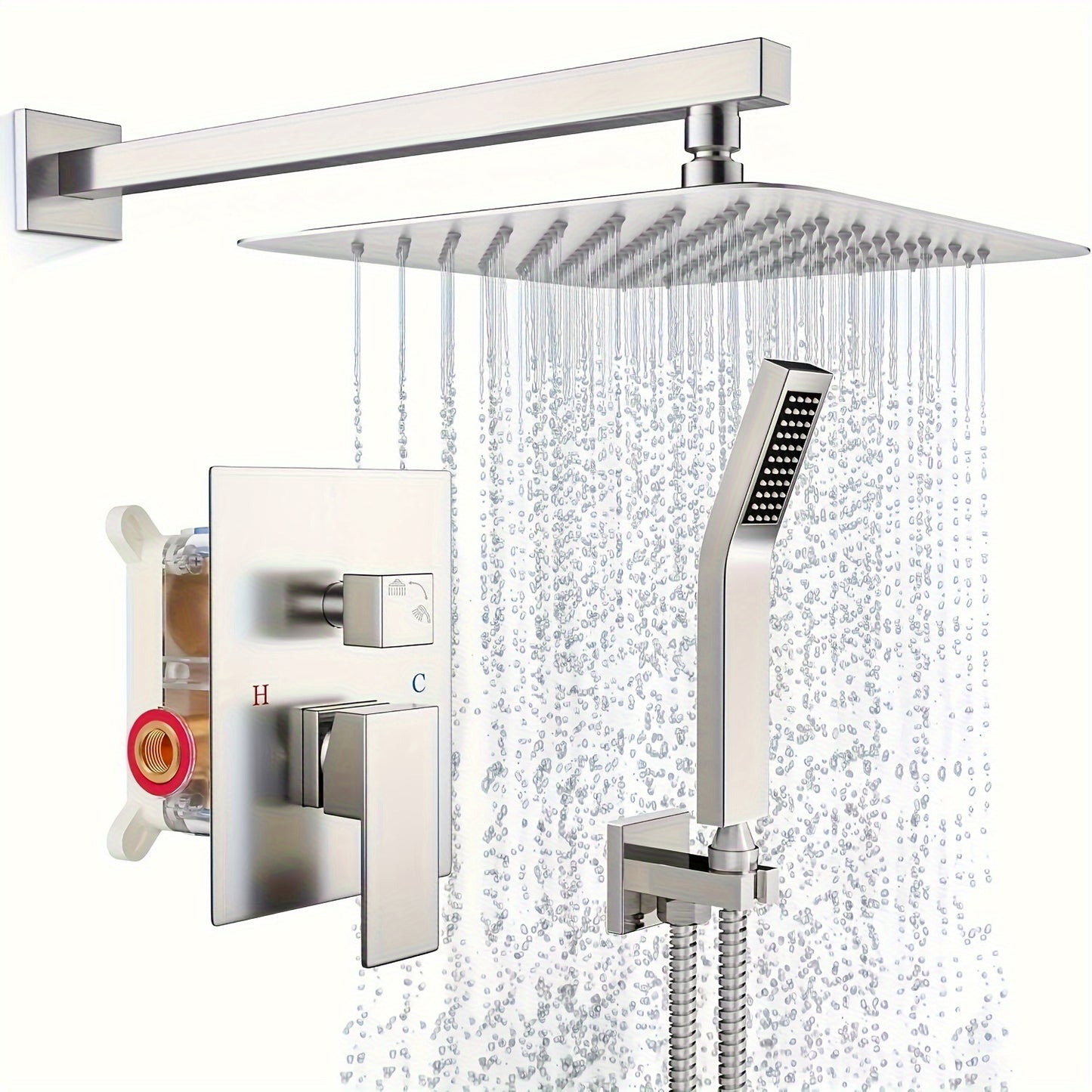 Shower Faucet Set, Copper Shower System with Rain Shower Head and Handheld, Wall Mount Oil Rubbed Finish,