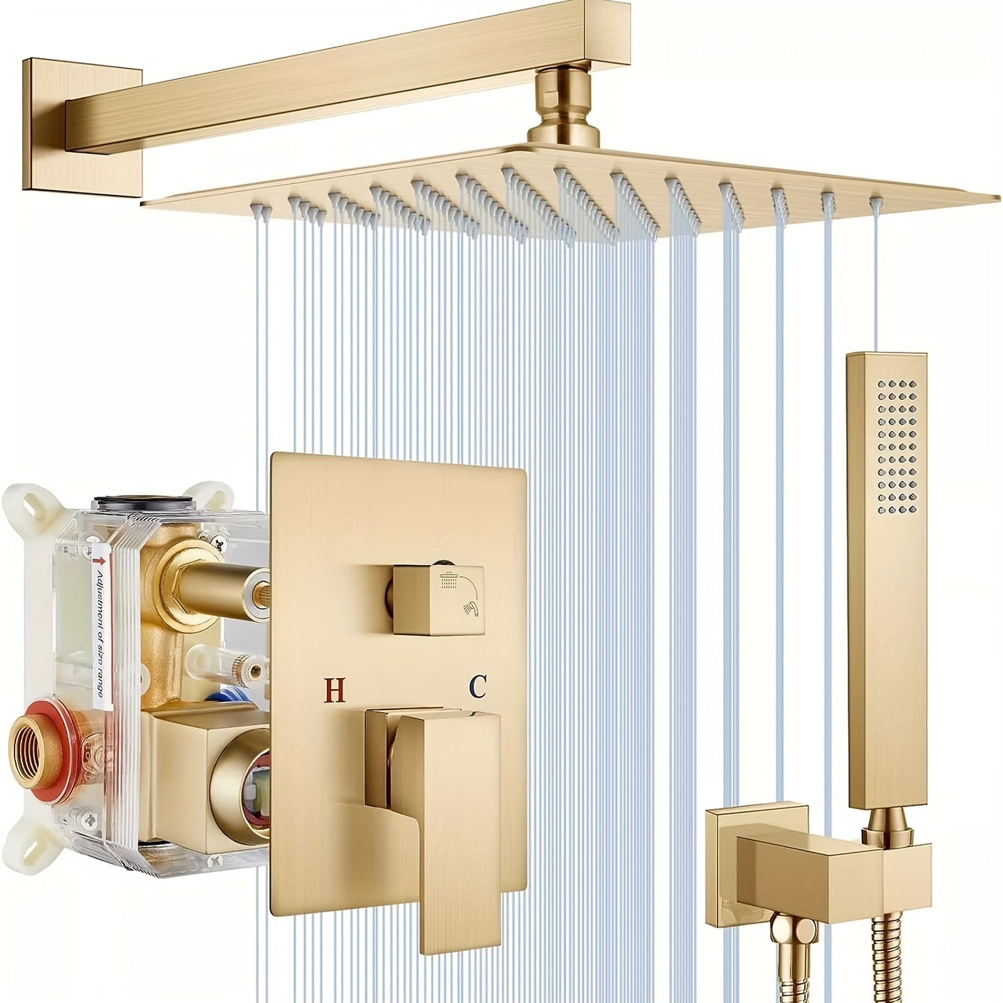 Shower Faucet Set, Copper Shower System with Rain Shower Head and Handheld, Wall Mount Oil Rubbed Finish,
