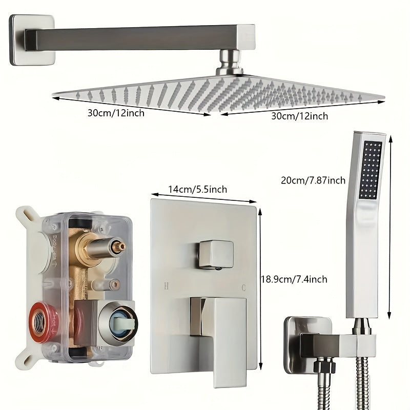 Shower Faucet Set, Copper Shower System with Rain Shower Head and Handheld, Wall Mount Oil Rubbed Finish,
