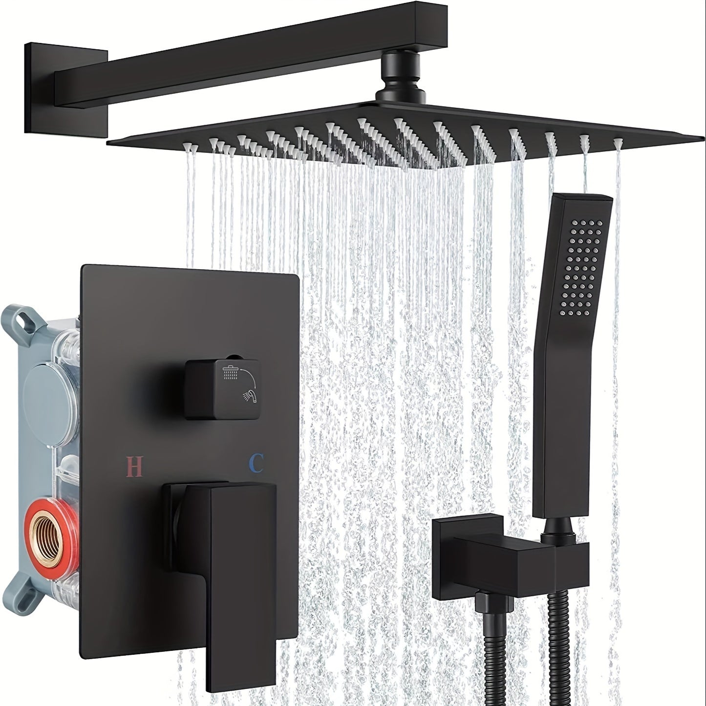 Shower Faucet Set, Copper Shower System with Rain Shower Head and Handheld, Wall Mount Oil Rubbed Finish,