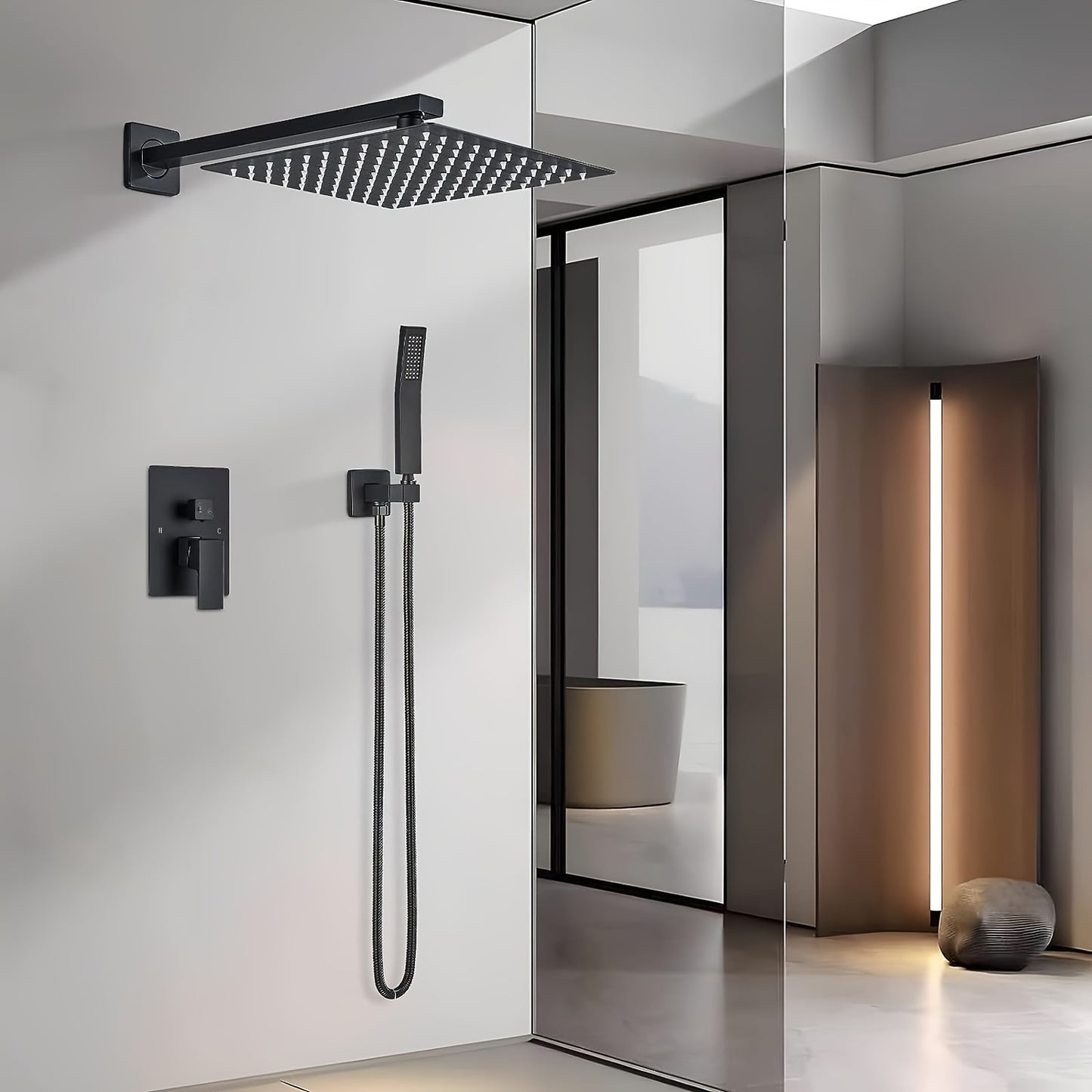 Shower Faucet Set, Copper Shower System with Rain Shower Head and Handheld, Wall Mount Oil Rubbed Finish,