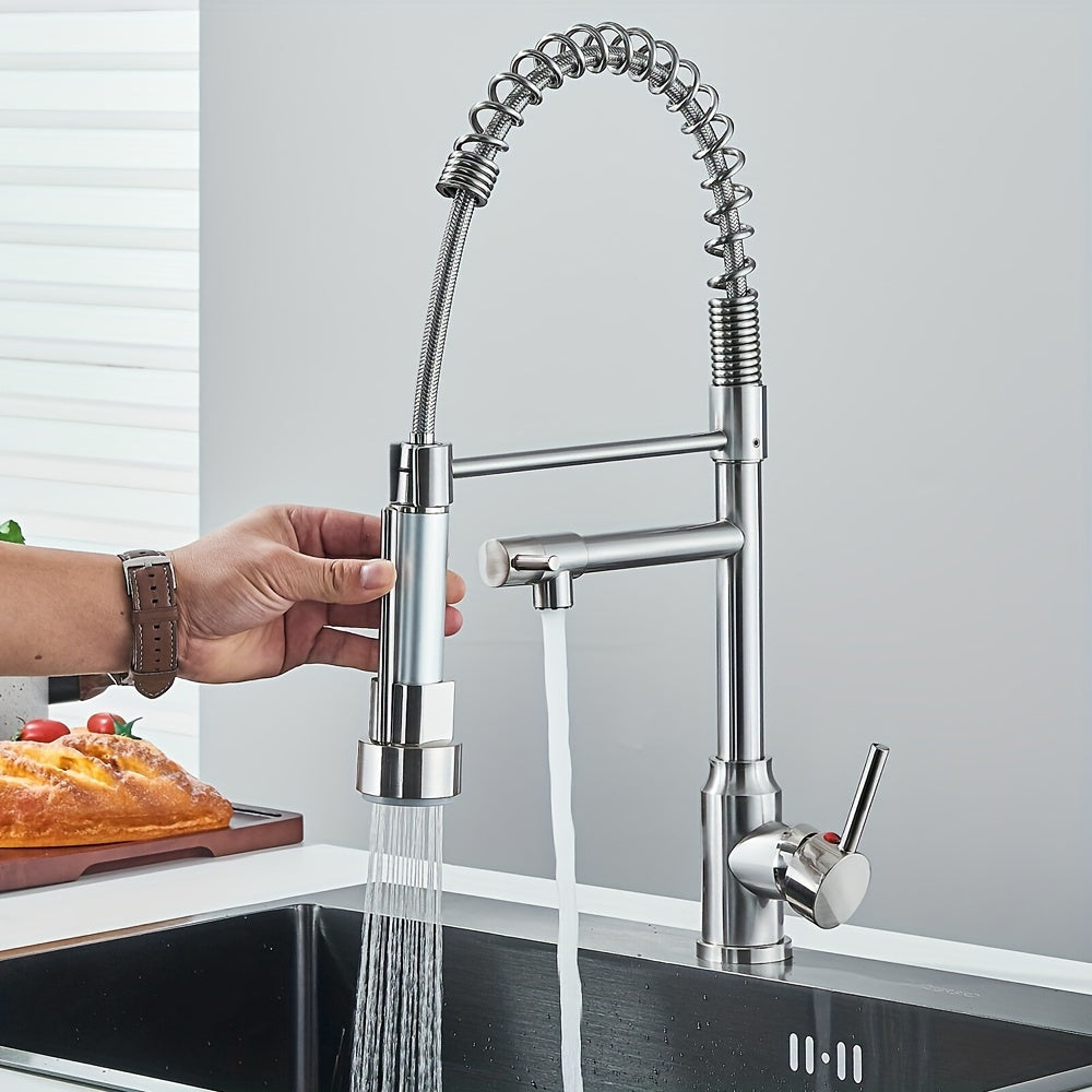 Modern High-Arc Single Handle Kitchen Faucet with Pull-Down Sprayer, 360°