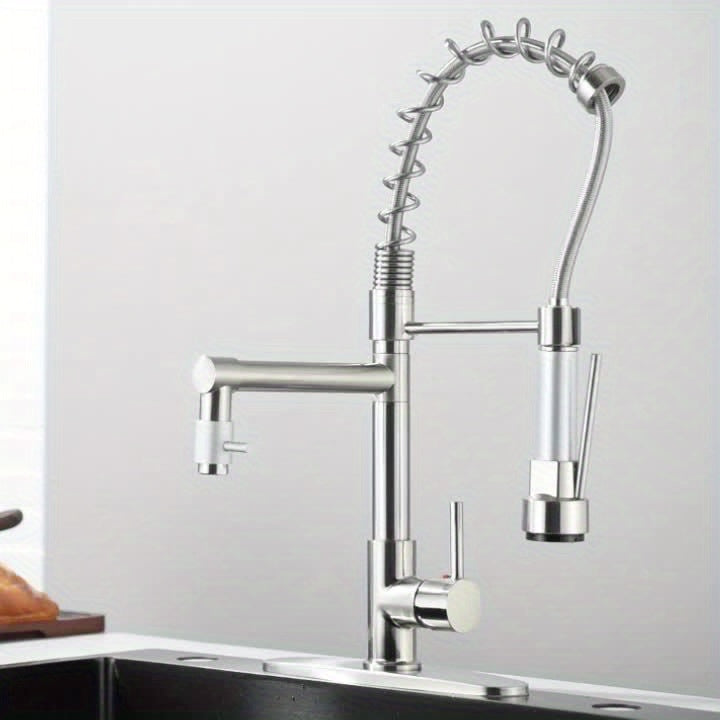 Commercial-Grade Matte Black Kitchen Faucet with Pull-Down Sprayer - Single Handle High Pressure Brass Sink Faucet