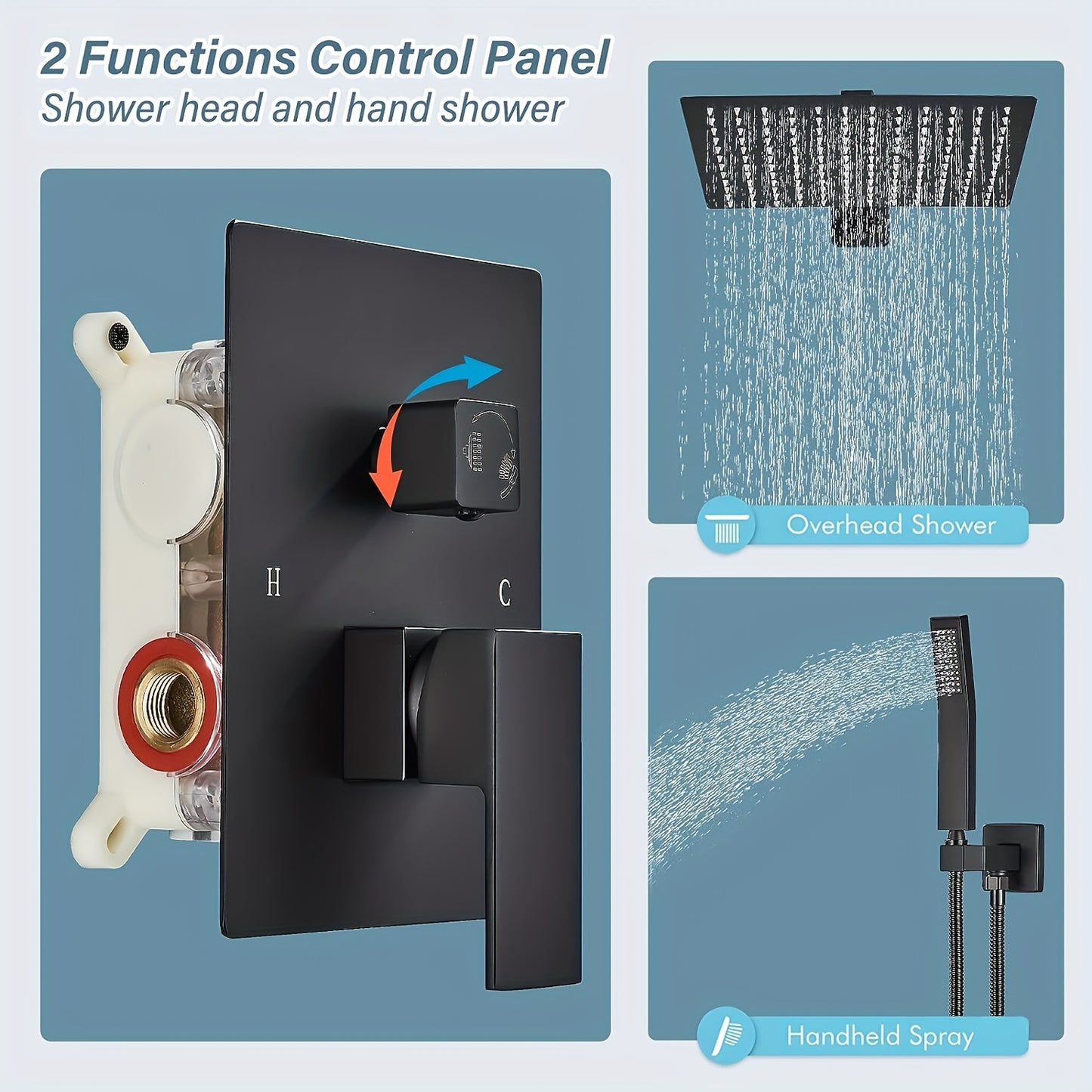 Shower Faucet Set, Copper Shower System with Rain Shower Head and Handheld, Wall Mount Oil Rubbed Finish,
