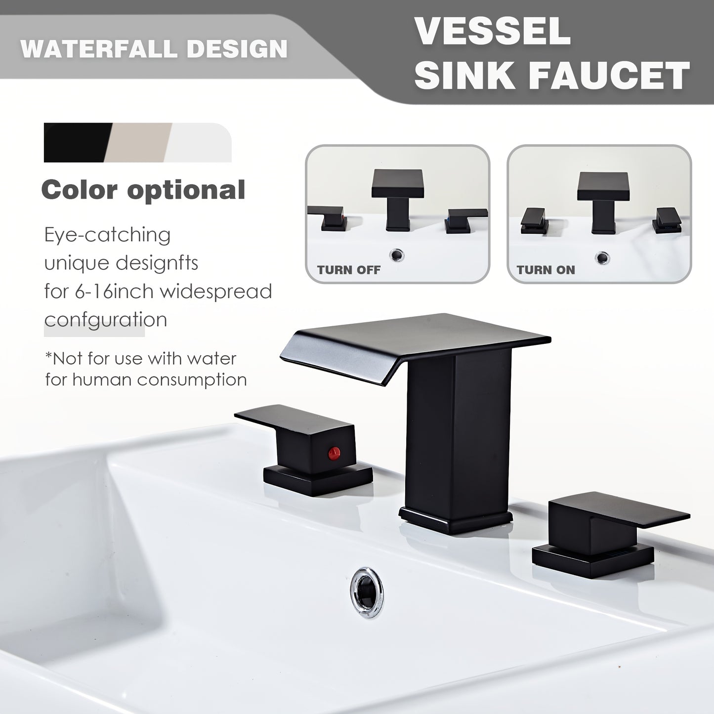 Bathroom Sink Faucet - Bathroom Faucets For Sink 3 Hole With Metal Pop-up Sink Drain Stopper And 2 Supply Hoses