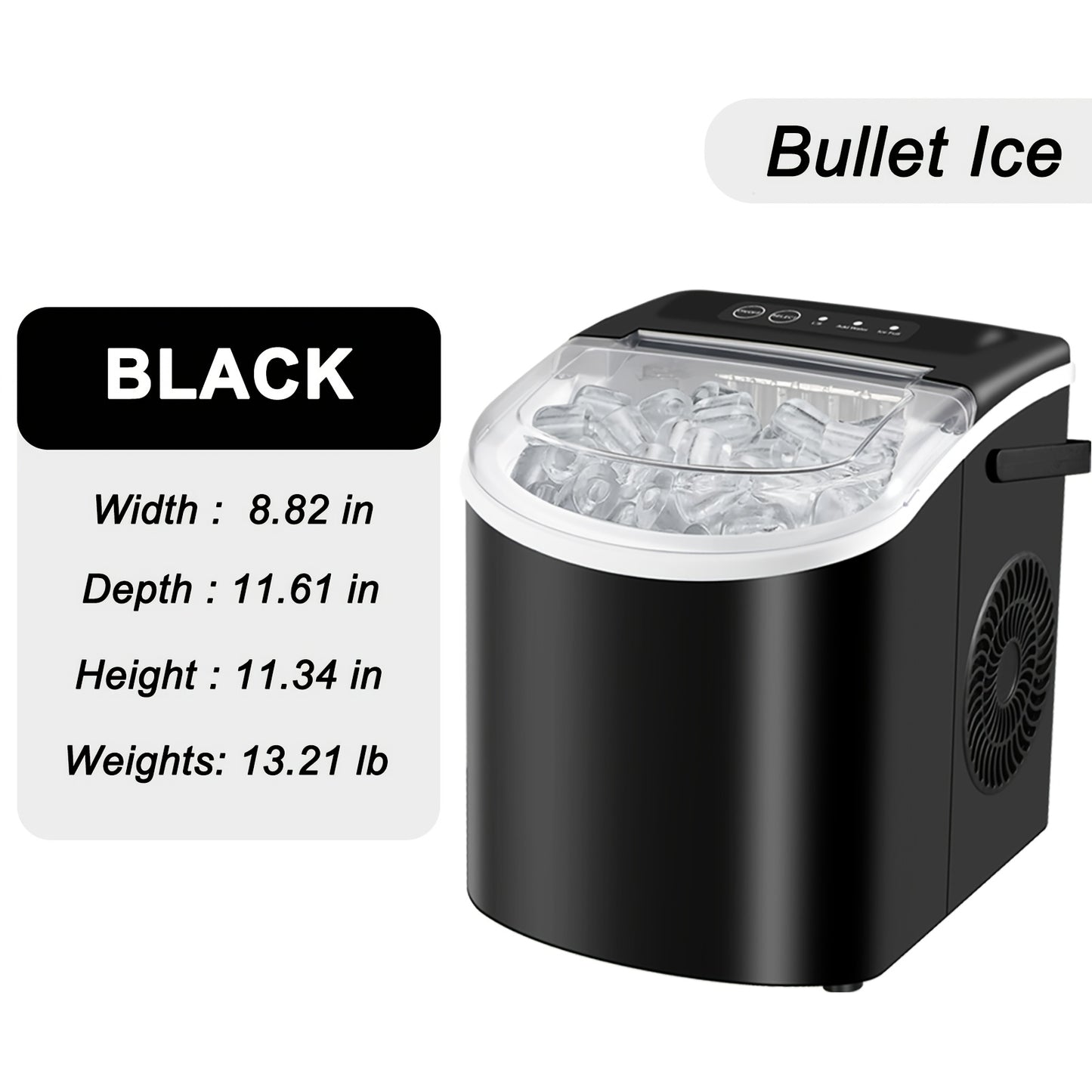 Desktop Ice Maker With A Handle Produces 26 Pounds Of Ice In 24 Hours And Can Make 9 Ice Cubes In 6 Minutes.