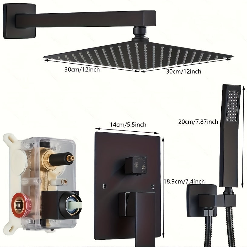 Shower Faucet Set, Copper Shower System with Rain Shower Head and Handheld, Wall Mount Oil Rubbed Finish,