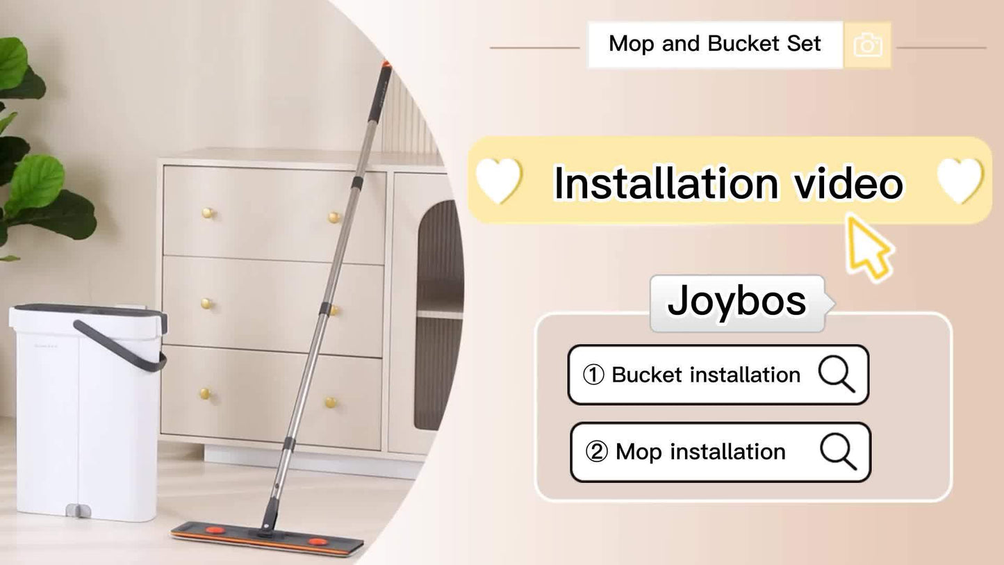 Complete cleaning system with mop and bucket, hands-free household dusting flat mop, dry and wet separation bucket, comes with 3 washable and reusable microfiber cloths