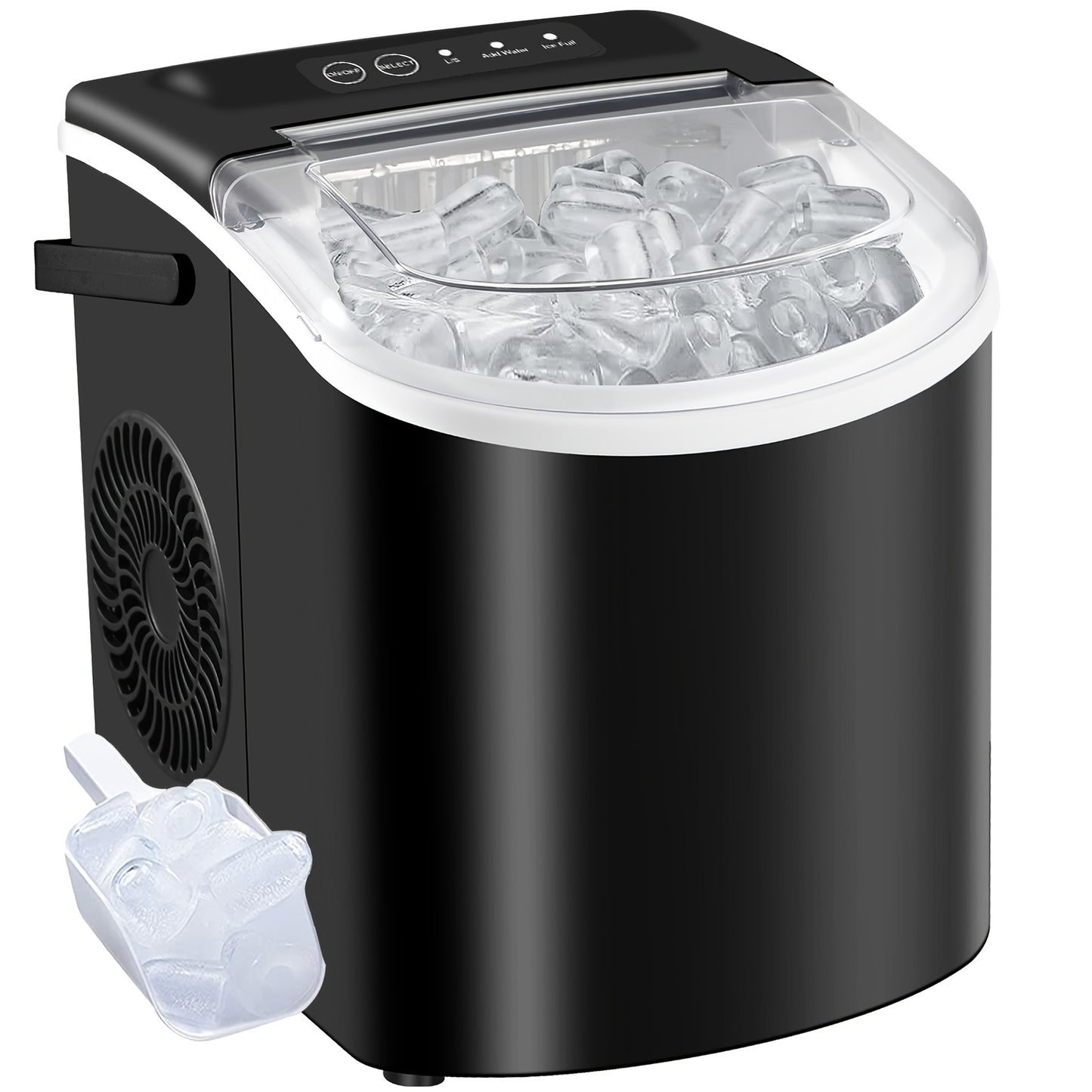 Desktop Ice Maker With A Handle Produces 26 Pounds Of Ice In 24 Hours And Can Make 9 Ice Cubes In 6 Minutes.