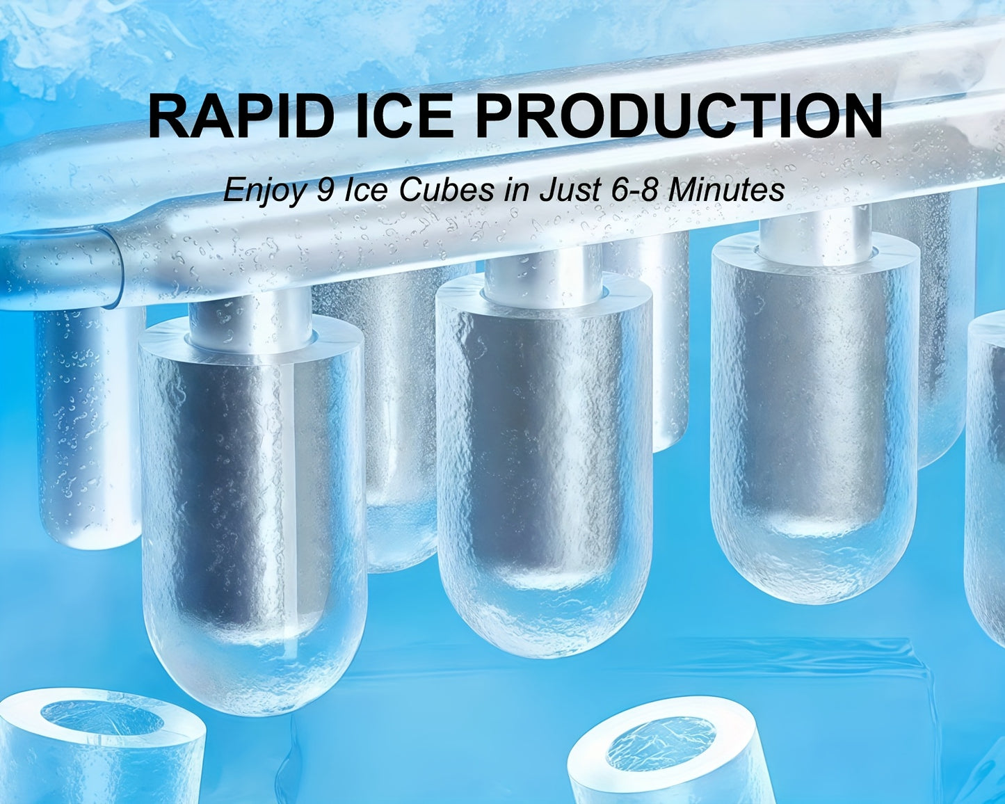 Desktop Ice Maker With A Handle Produces 26 Pounds Of Ice In 24 Hours And Can Make 9 Ice Cubes In 6 Minutes.