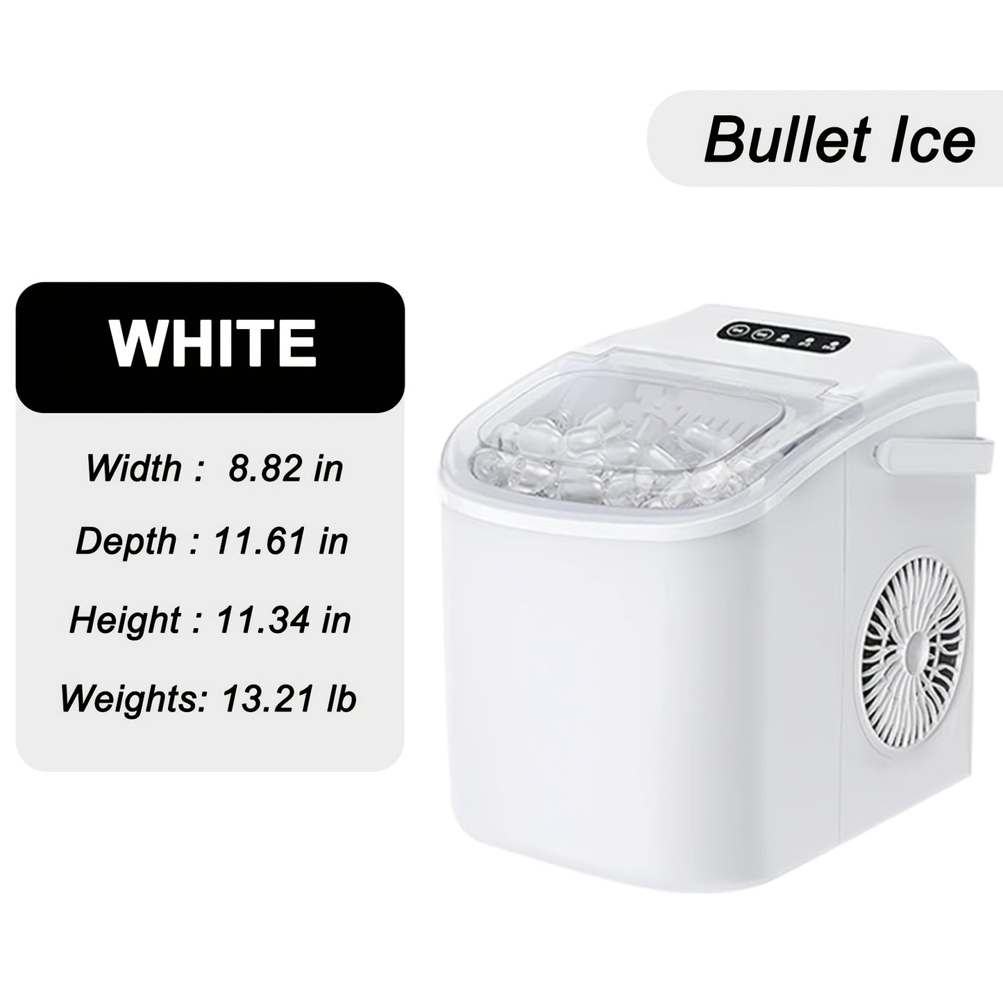 Desktop Ice Maker With A Handle Produces 26 Pounds Of Ice In 24 Hours And Can Make 9 Ice Cubes In 6 Minutes.