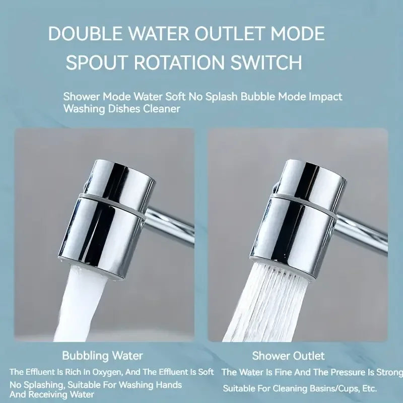 1080° Swivel Faucet Extender Universal Splash proof Dual Spray Modes