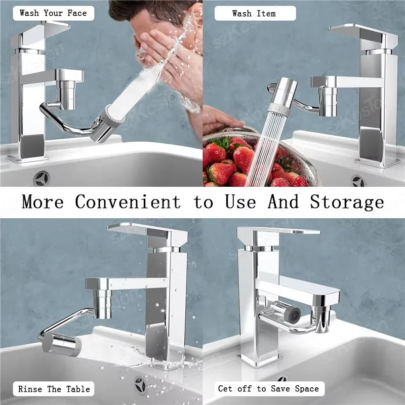 1080° Swivel Faucet Extender Universal Splash proof Dual Spray Modes