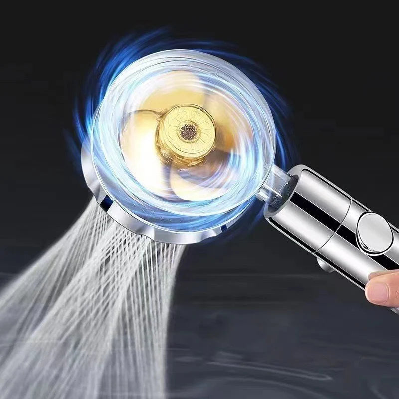 360 Degrees Rotation Turbo Fan Shower Head High Pressure Water Saving Spray