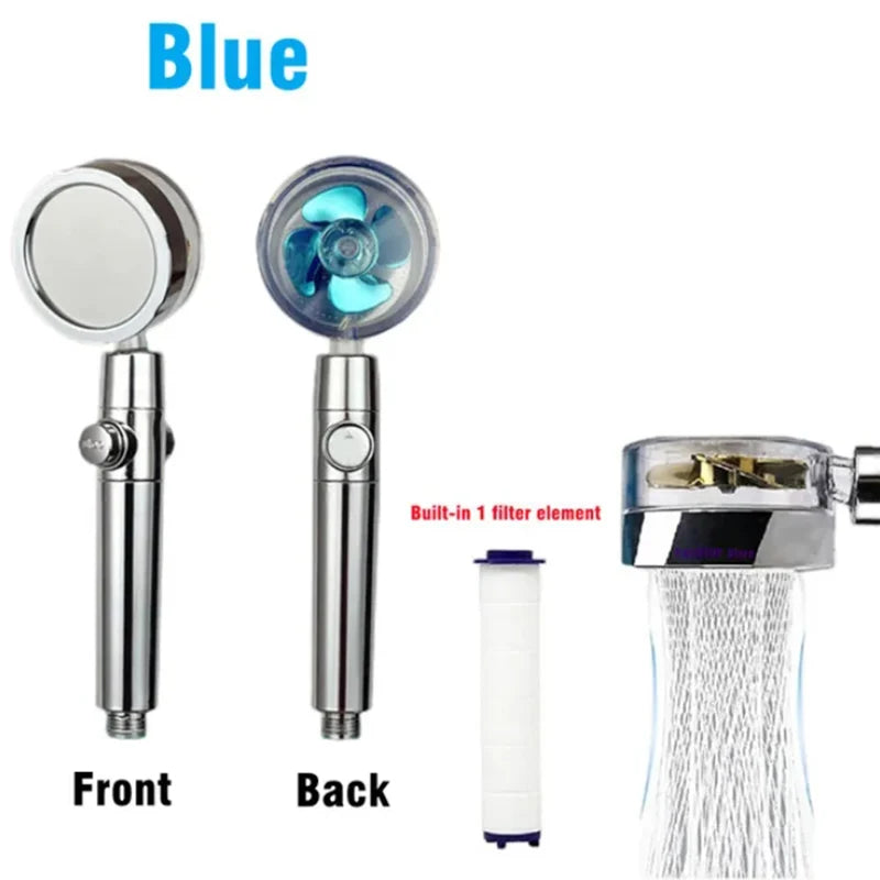 360 Degrees Rotation Turbo Fan Shower Head High Pressure Water Saving Spray