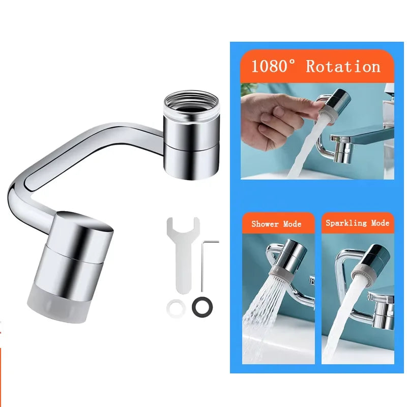 1080° Swivel Faucet Extender Universal Splash proof Dual Spray Modes