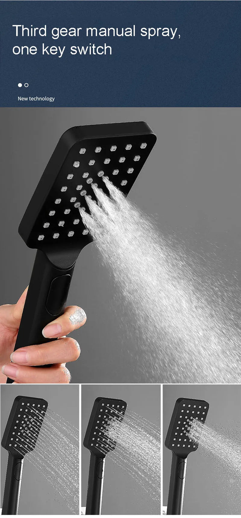 Black Golden Shower Head Rainfall , Rainfall Showerhead