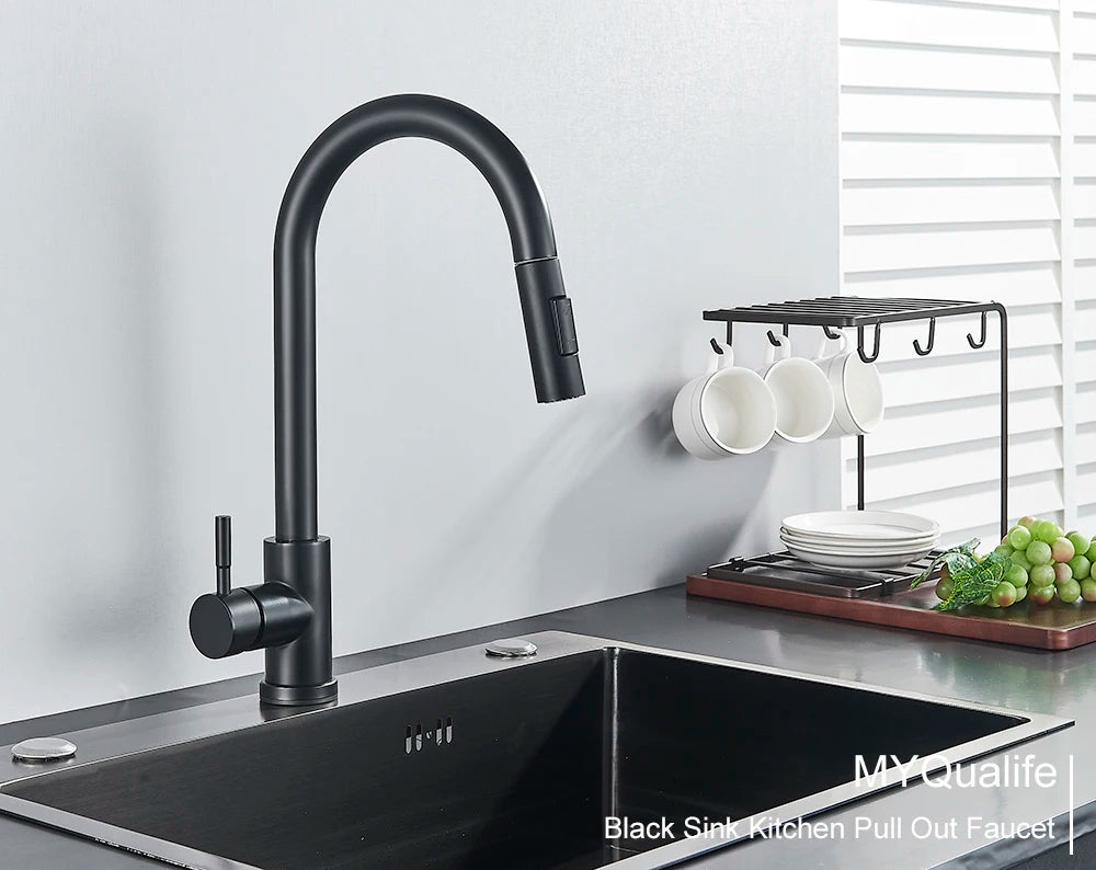 Pull Out Sensor Black Kitchen Faucet Sensitive Touch Control Faucet Mixer
