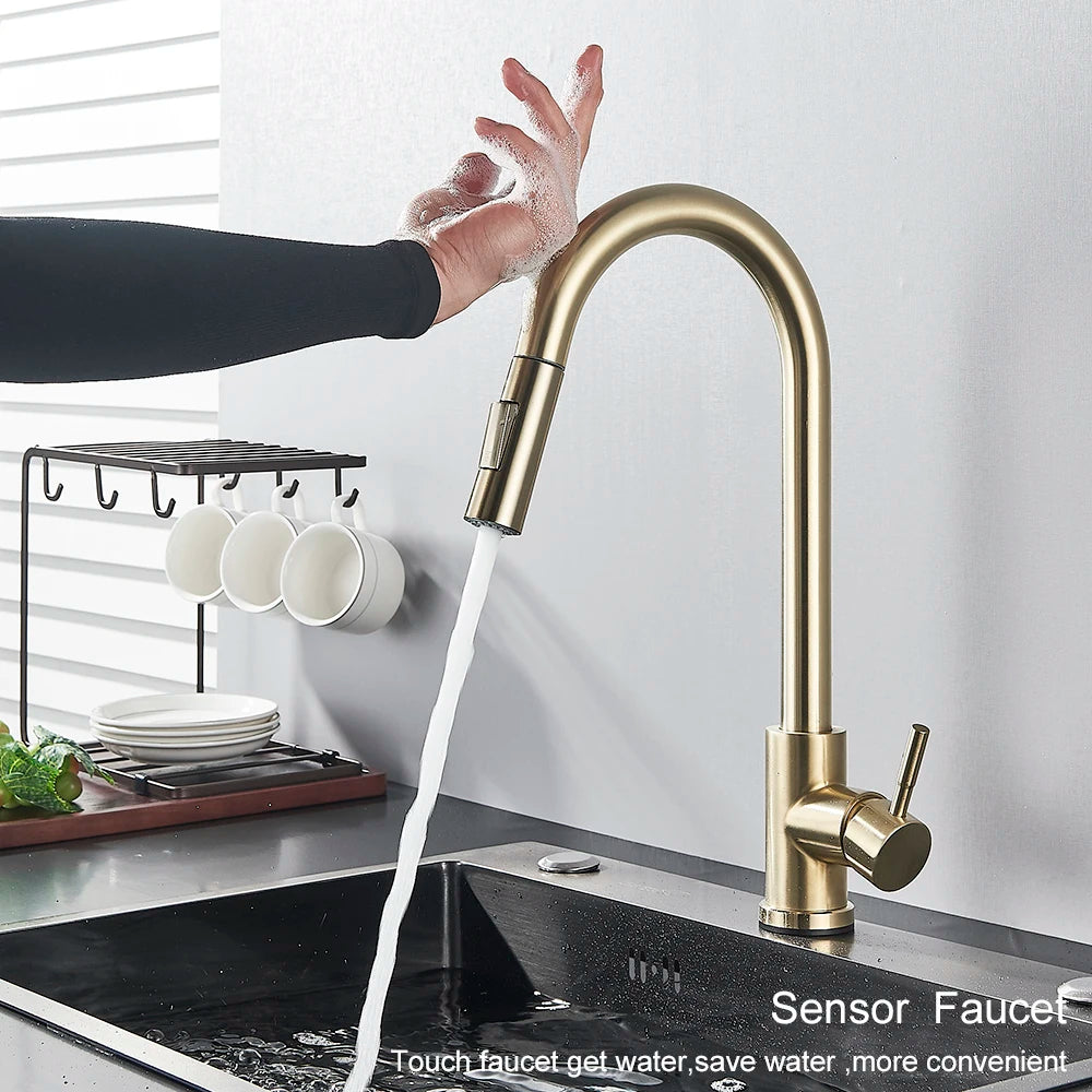 Pull Out Sensor Black Kitchen Faucet Sensitive Touch Control Faucet Mixer