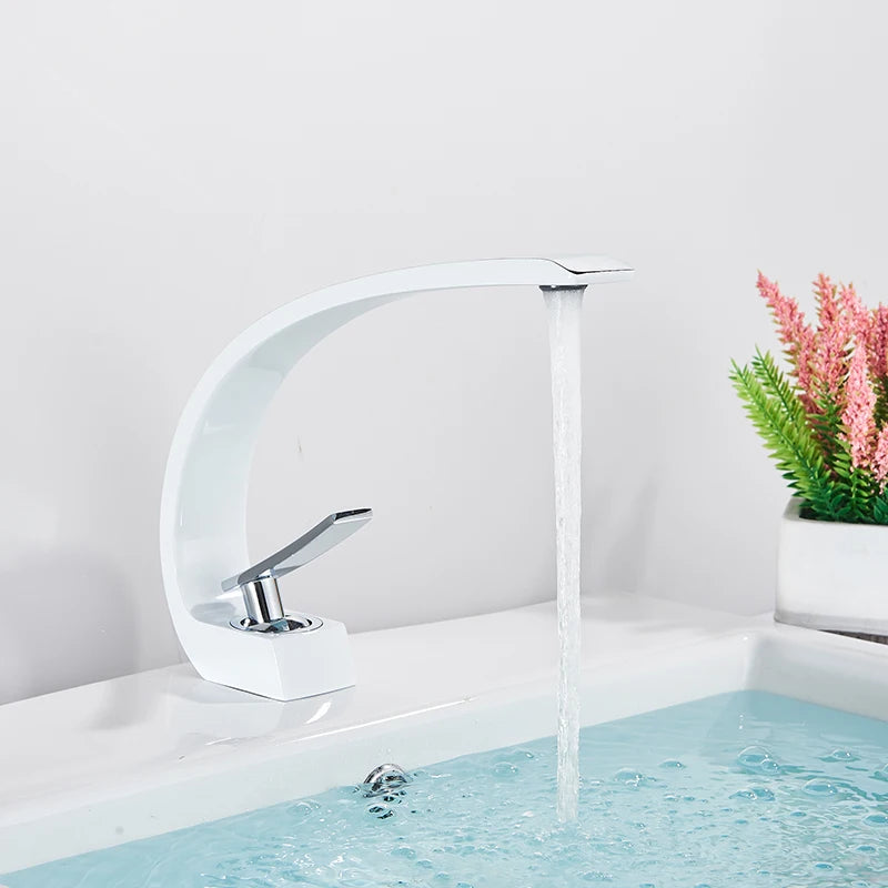 Luxury Brass Basin Faucet Deck Mounted Black Hot Cold Mixer Tap Single Hole For Bathroom