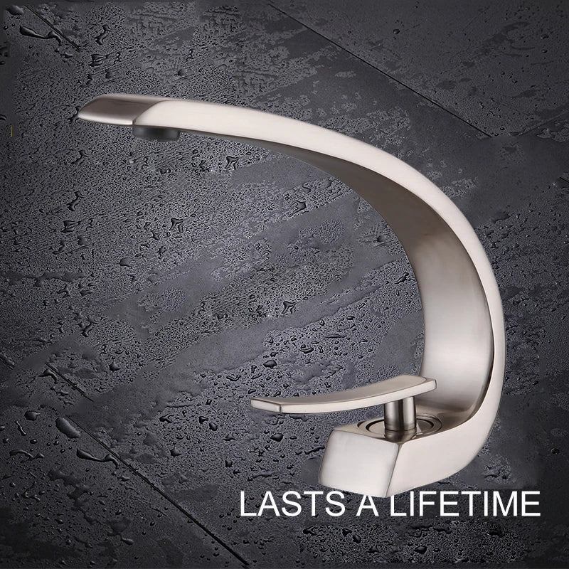 Luxury Brass Basin Faucet Deck Mounted Black Hot Cold Mixer Tap Single Hole For Bathroom