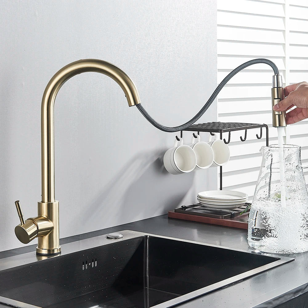 Pull Out Sensor Black Kitchen Faucet Sensitive Touch Control Faucet Mixer
