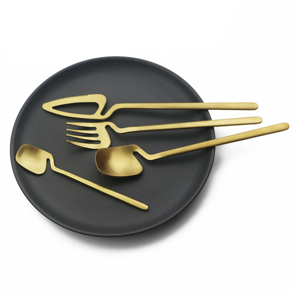 32pcs Black Matte Cutlery Set 304 Stainless Steel Dinnerware Set Knife Fork Spoon Dinner Set