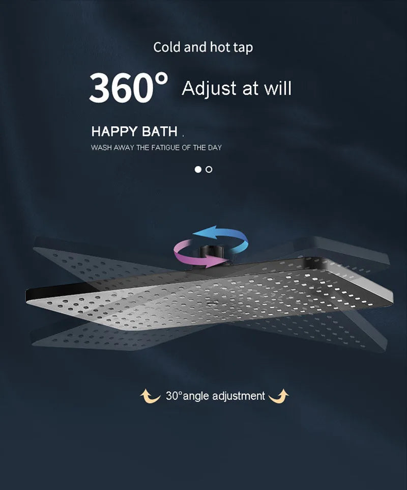 Black Golden Shower Head Rainfall , Rainfall Showerhead