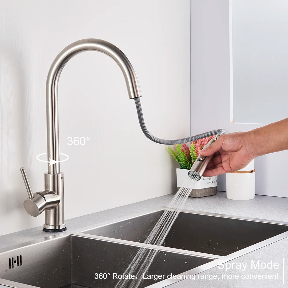 Pull Out Sensor Black Kitchen Faucet Sensitive Touch Control Faucet Mixer