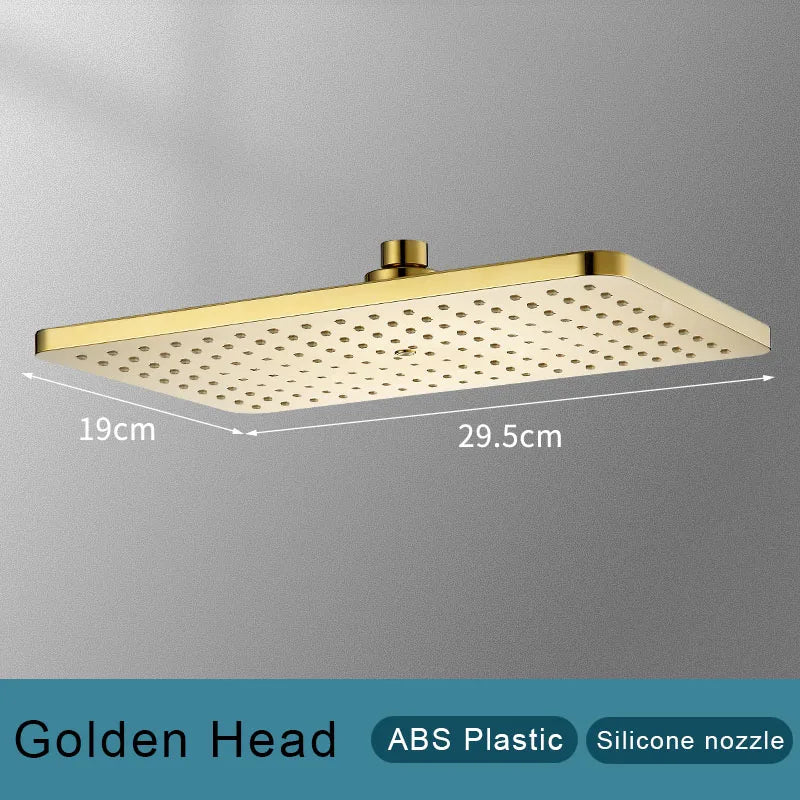 Black Golden Shower Head Rainfall , Rainfall Showerhead