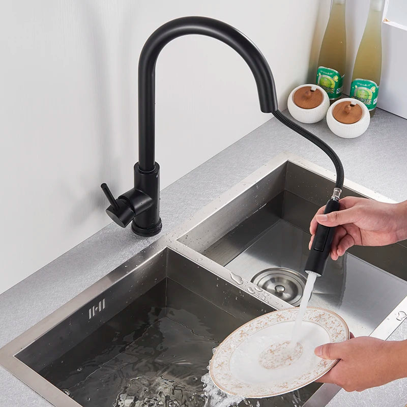 Pull Out Sensor Black Kitchen Faucet Sensitive Touch Control Faucet Mixer