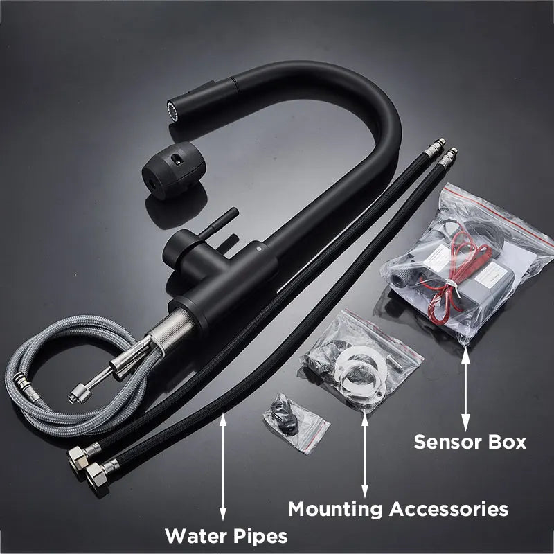 Pull Out Sensor Black Kitchen Faucet Sensitive Touch Control Faucet Mixer