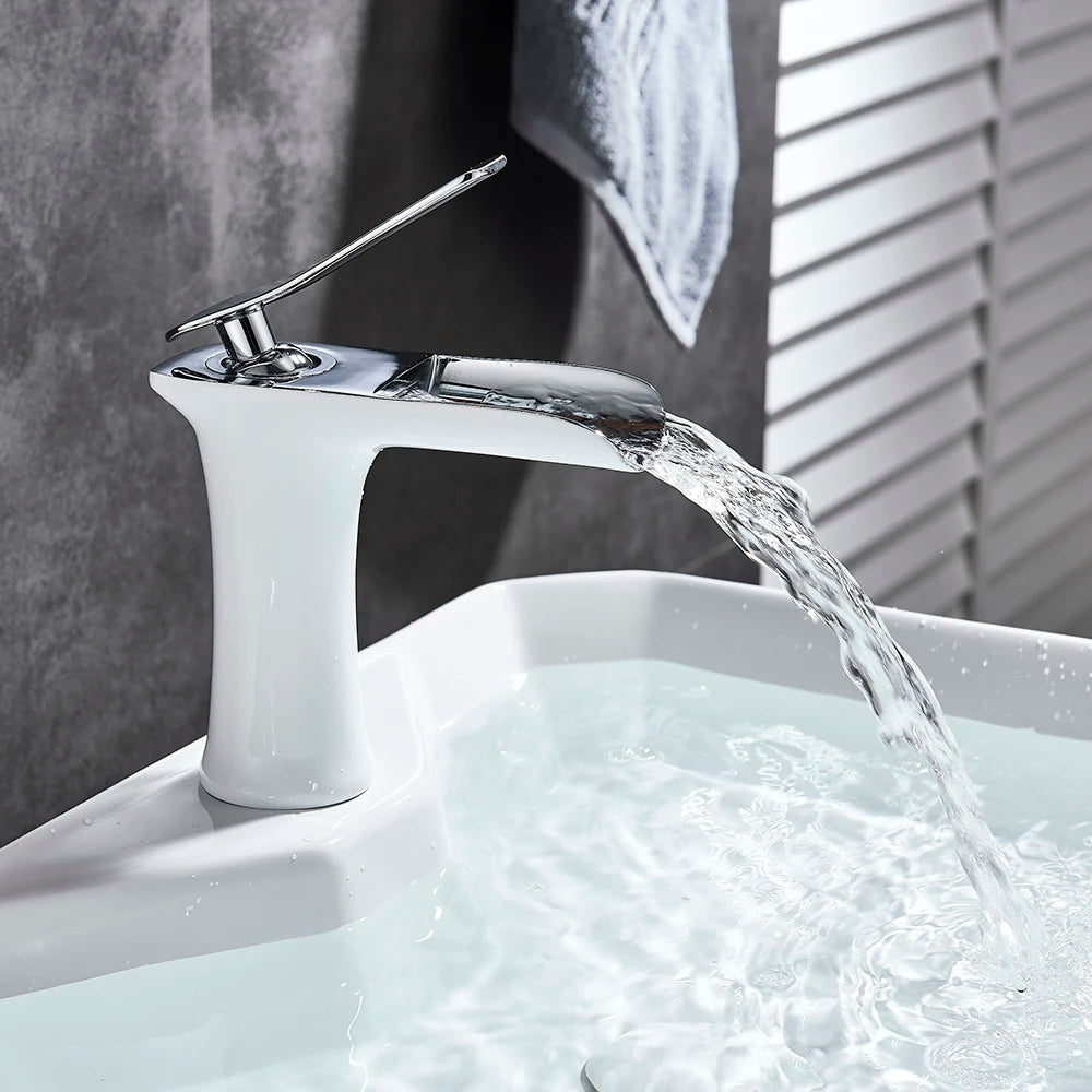 Basin Faucets Waterfall Bathroom Faucet Single handle Basin Mixer Tap Antique Brass Faucet