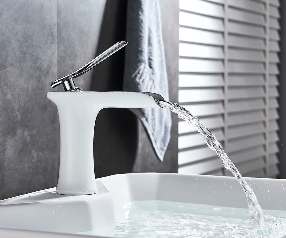 Basin Faucets Waterfall Bathroom Faucet Single handle Basin Mixer Tap Antique Brass Faucet
