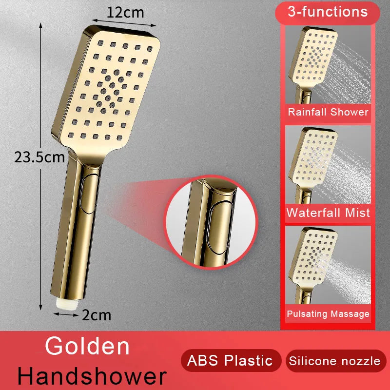 Black Golden Shower Head Rainfall , Rainfall Showerhead