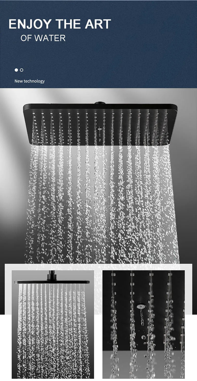 Black Golden Shower Head Rainfall , Rainfall Showerhead