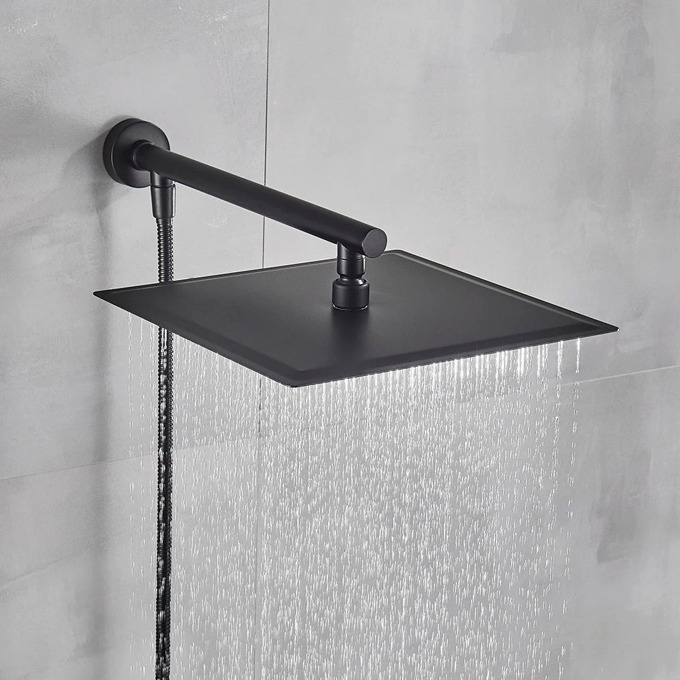 Gold/Black/Chrome Bathroom Top Shower Head 8"/10/12" With Shower Arm