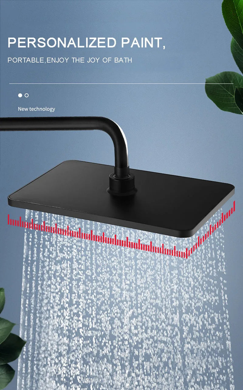 Black Golden Shower Head Rainfall , Rainfall Showerhead