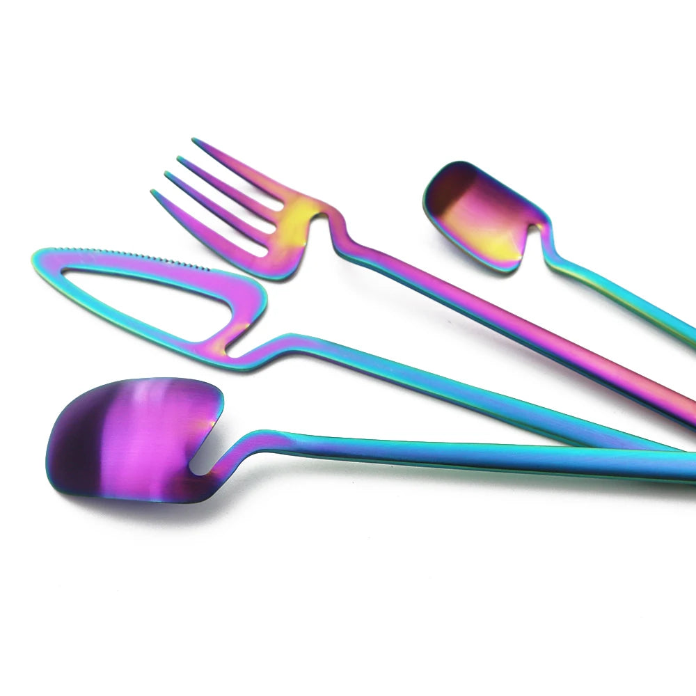 32pcs Black Matte Cutlery Set 304 Stainless Steel Dinnerware Set Knife Fork Spoon Dinner Set