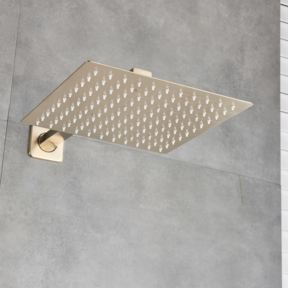 Rainfall Shower Head 8"/10"/12" Square Bathroom Ultrathin . Wall Mounted