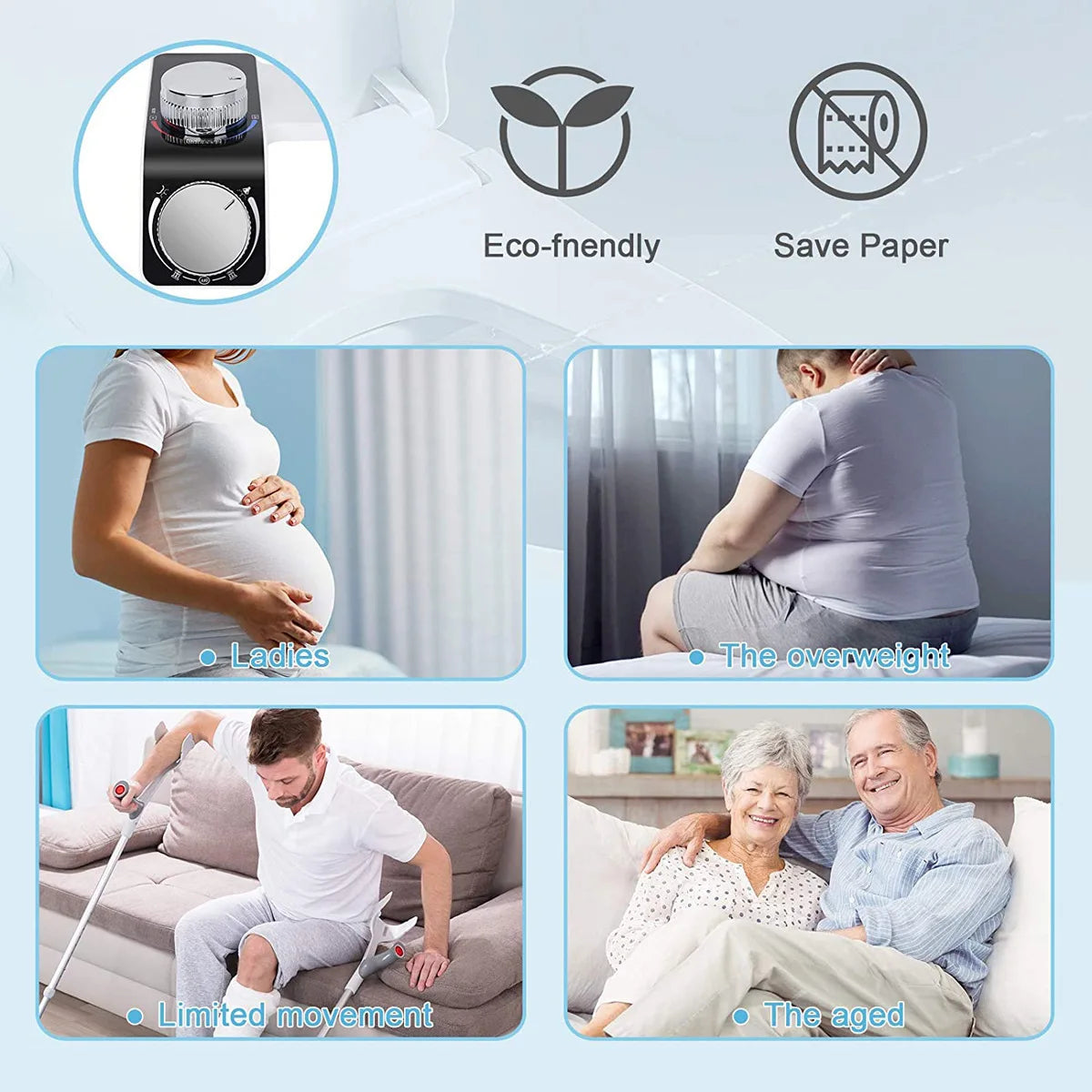 Bidet Toilet Seat Attachment Non-Electric Self-Cleaning Dual Nozzles Wash Hot Cold Mixer Water