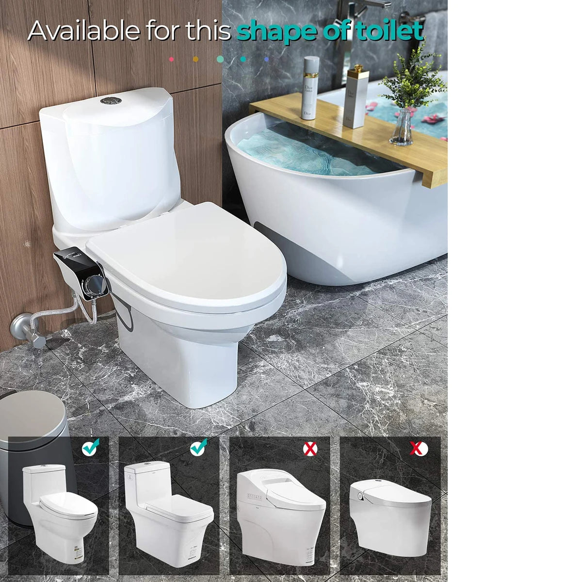 Bidet Toilet Seat Attachment Non-Electric Self-Cleaning Dual Nozzles Wash Hot Cold Mixer Water
