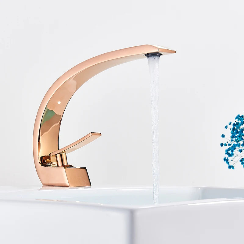 Luxury Brass Basin Faucet Deck Mounted Black Hot Cold Mixer Tap Single Hole For Bathroom