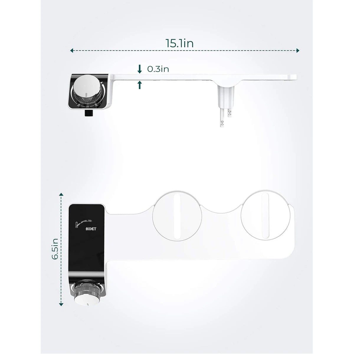 Bidet Toilet Seat Attachment Non-Electric Self-Cleaning Dual Nozzles Wash Hot Cold Mixer Water