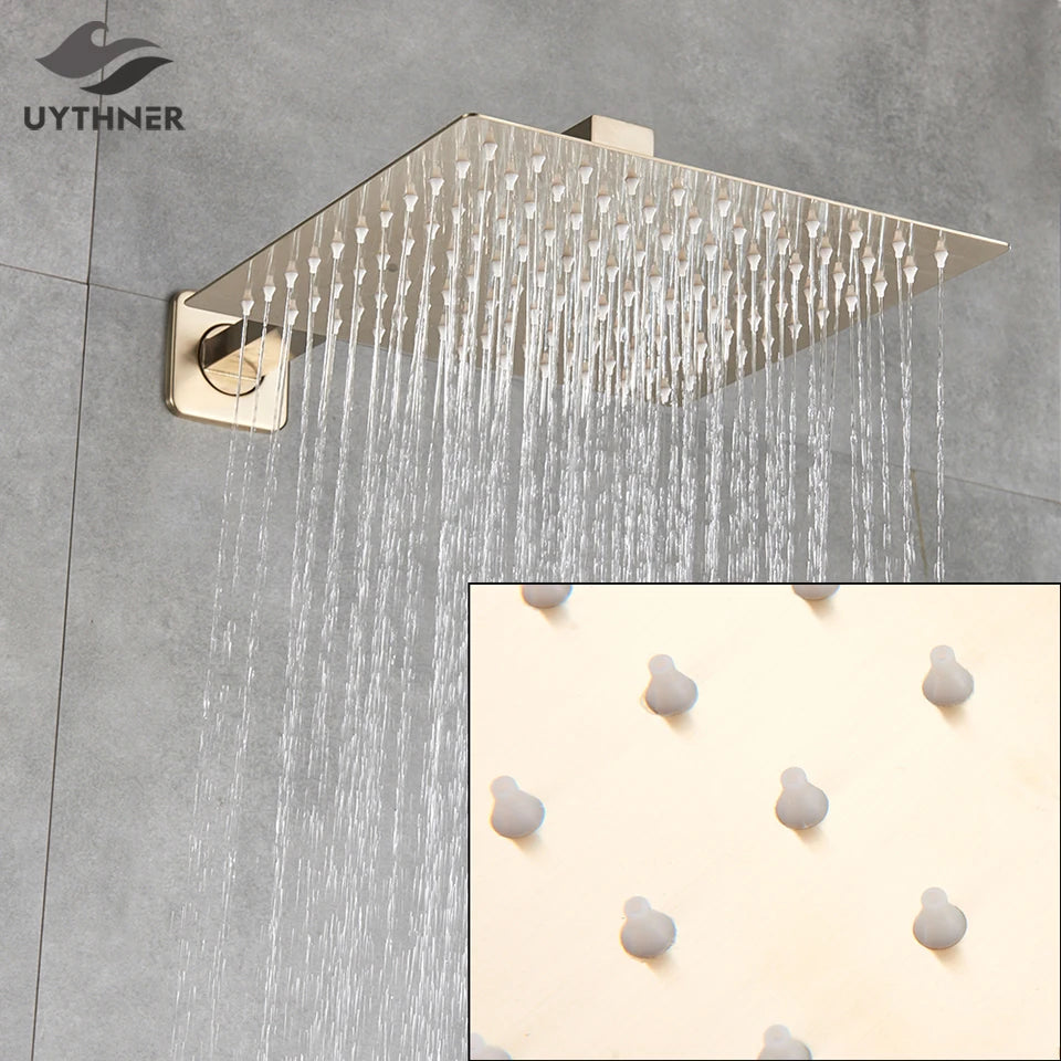 Rainfall Shower Head 8"/10"/12" Square Bathroom Ultrathin . Wall Mounted
