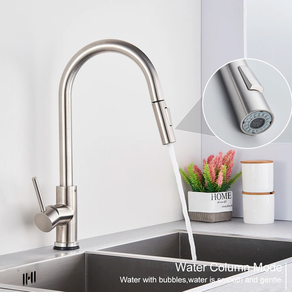 Pull Out Sensor Black Kitchen Faucet Sensitive Touch Control Faucet Mixer