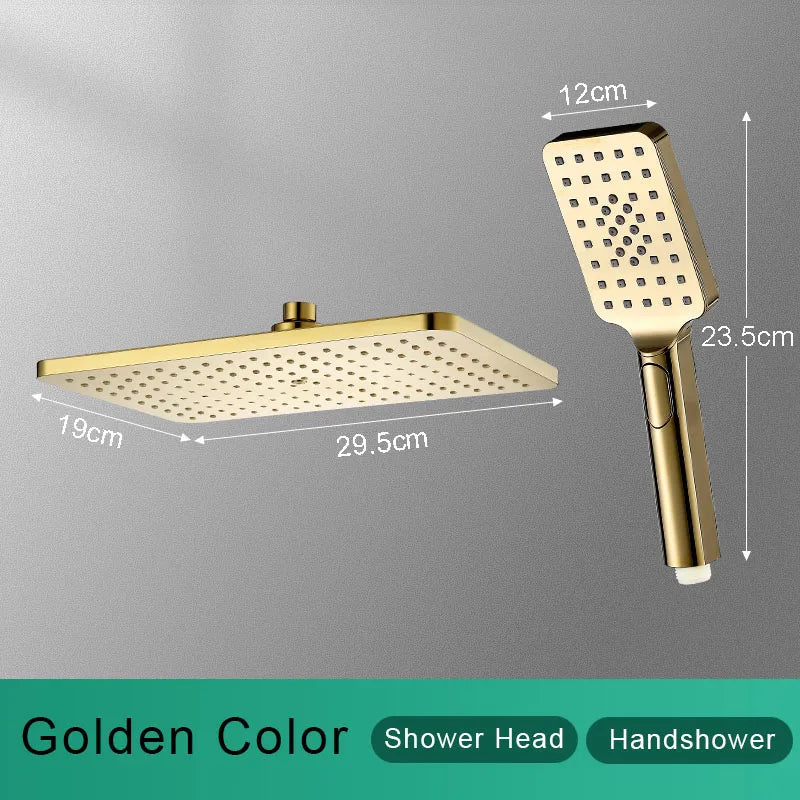 Black Golden Shower Head Rainfall , Rainfall Showerhead